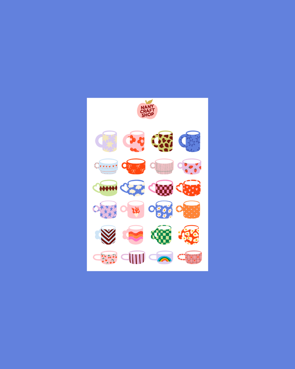 A6 patterned mug sticker sheet