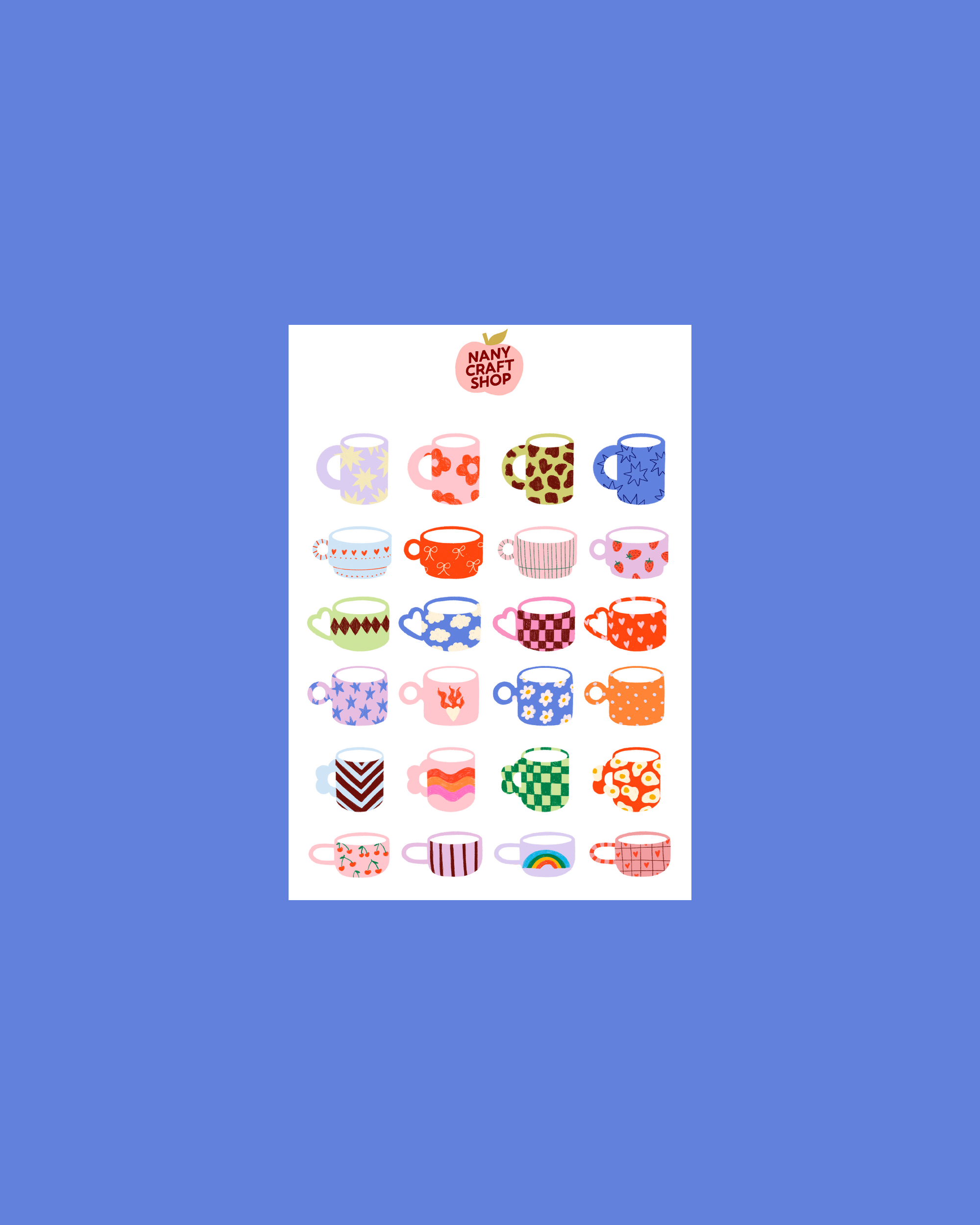 A6 patterned mug sticker sheet