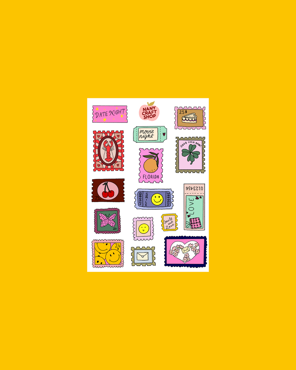 A6 stamp sticker sheet