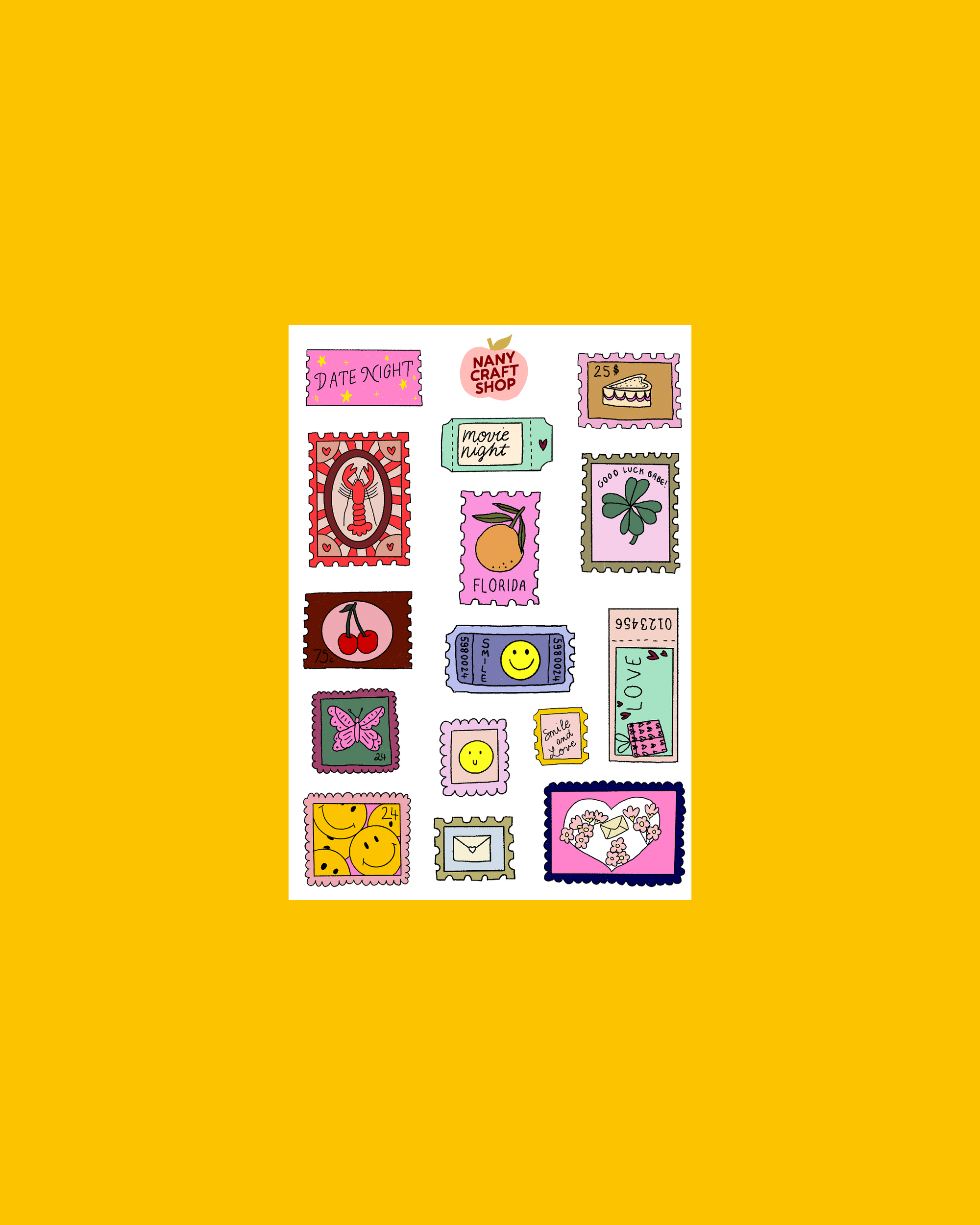 A6 stamp sticker sheet