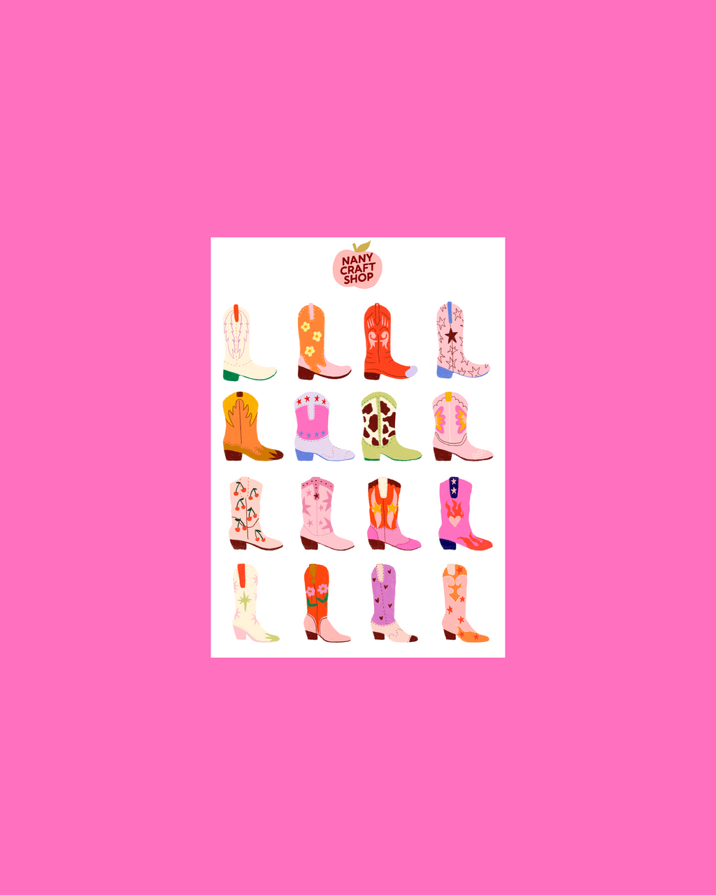 Cowboy boot sticker sheet A6