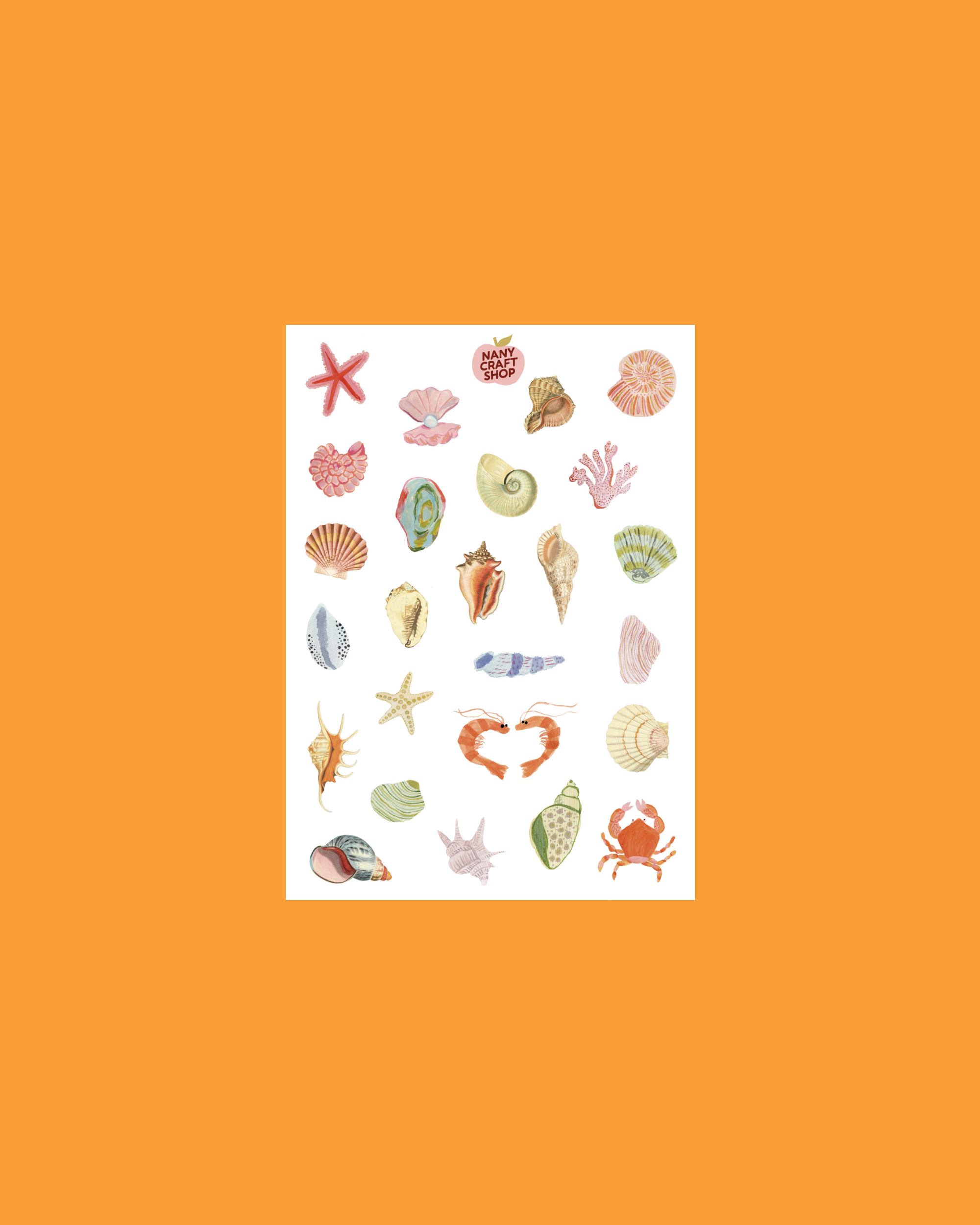 Planche stickers minis coquillages A6 🐚