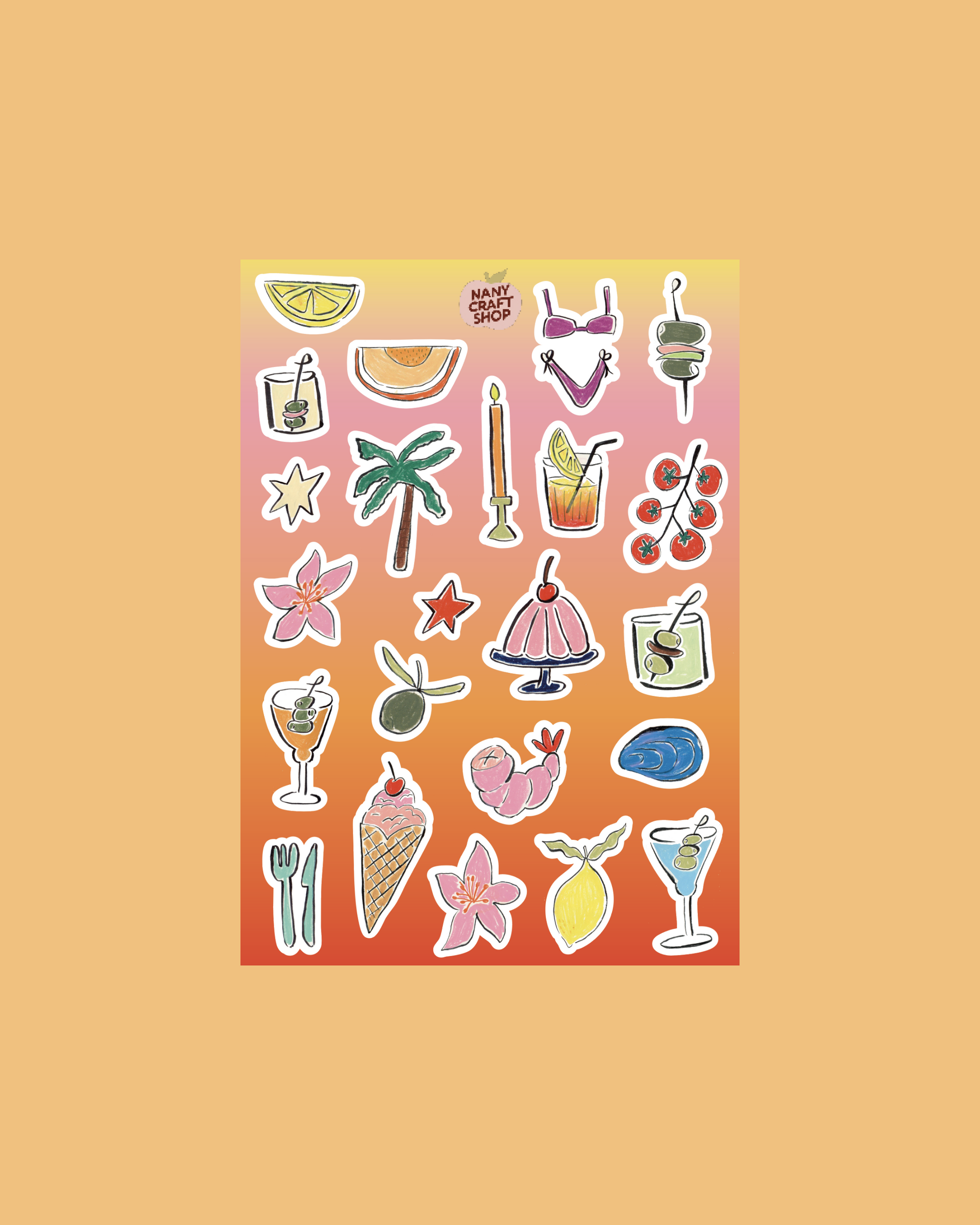 Planche stickers dolce vita  A5 🍋