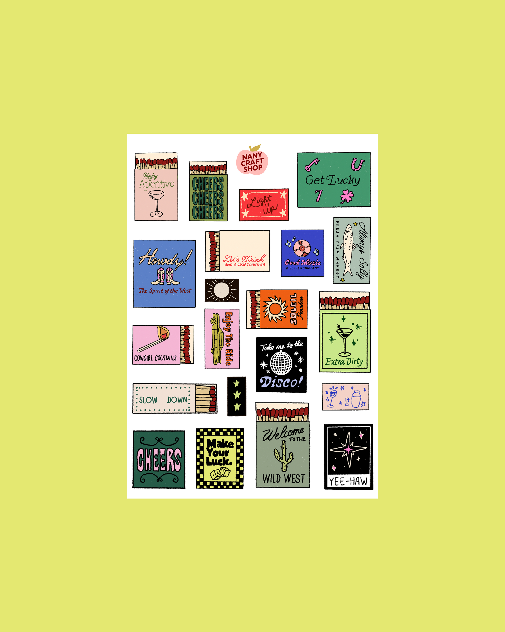 A5 matchbox sticker sheet