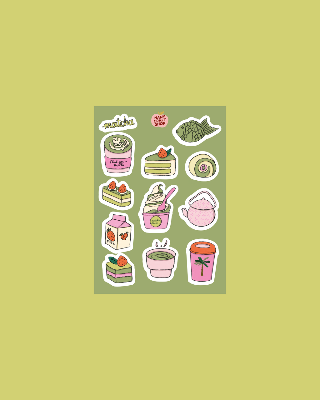 Planche stickers matcha A6 🍵