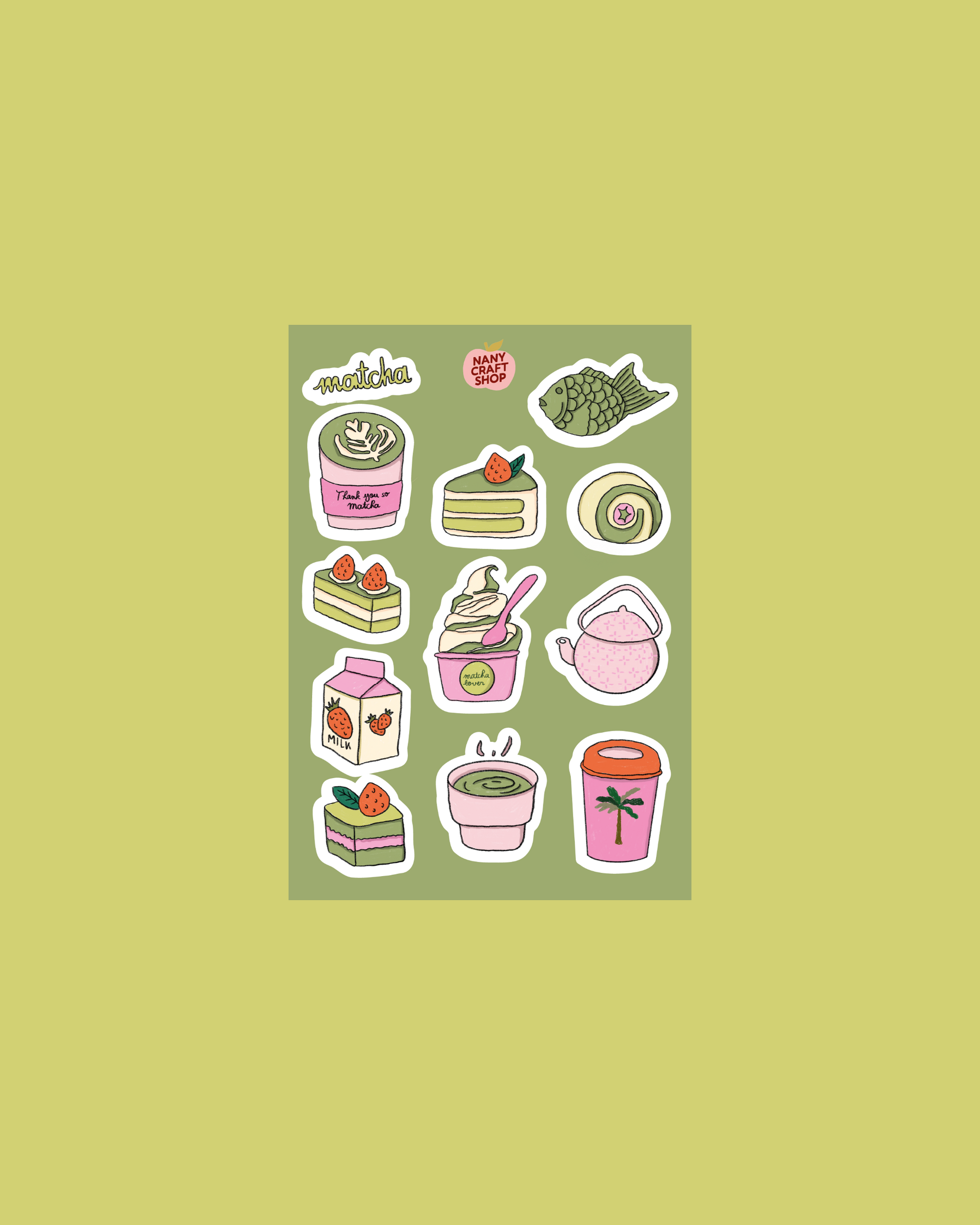 Planche stickers matcha A6 🍵