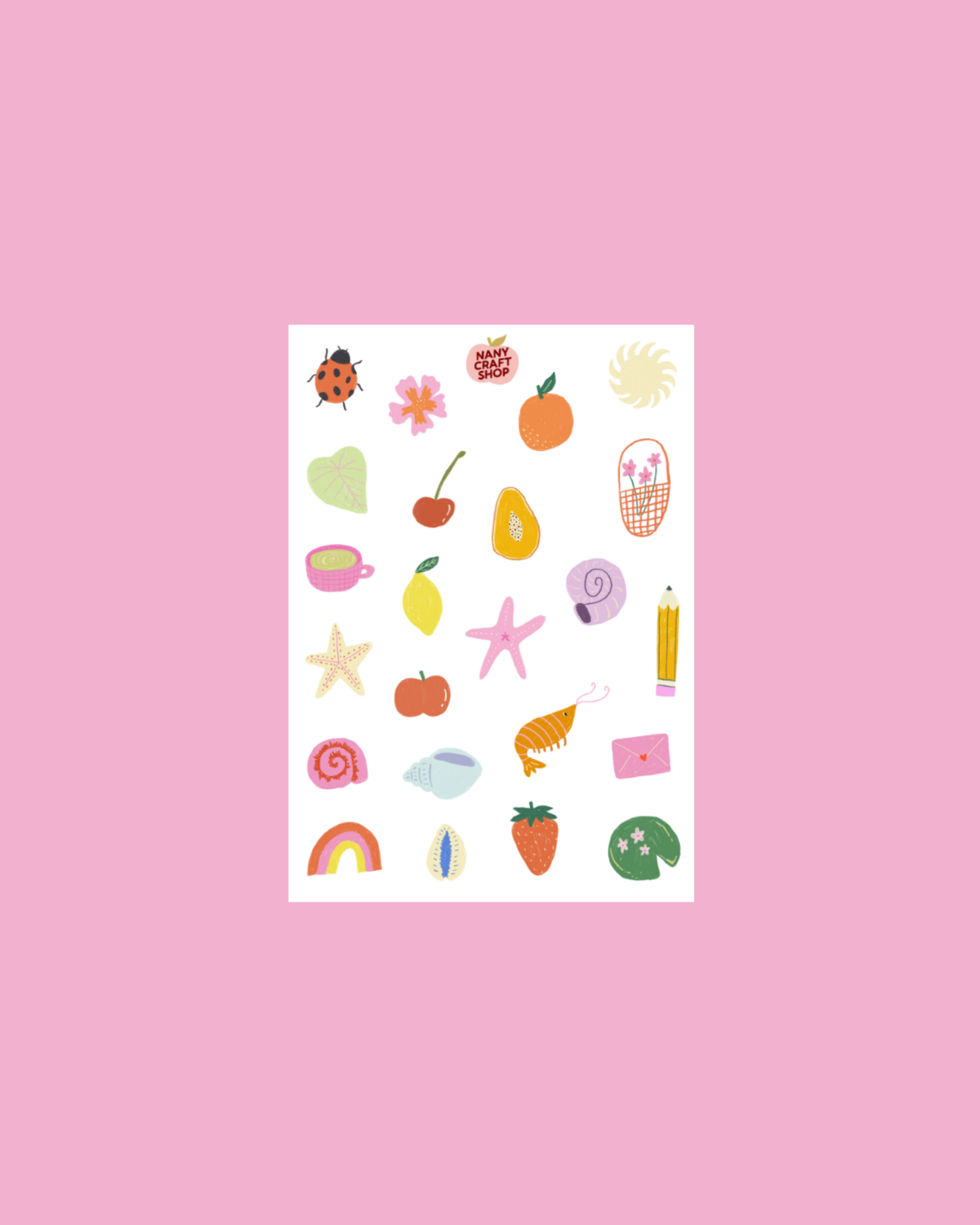 Planche stickers minis dessins été A6 🌈
