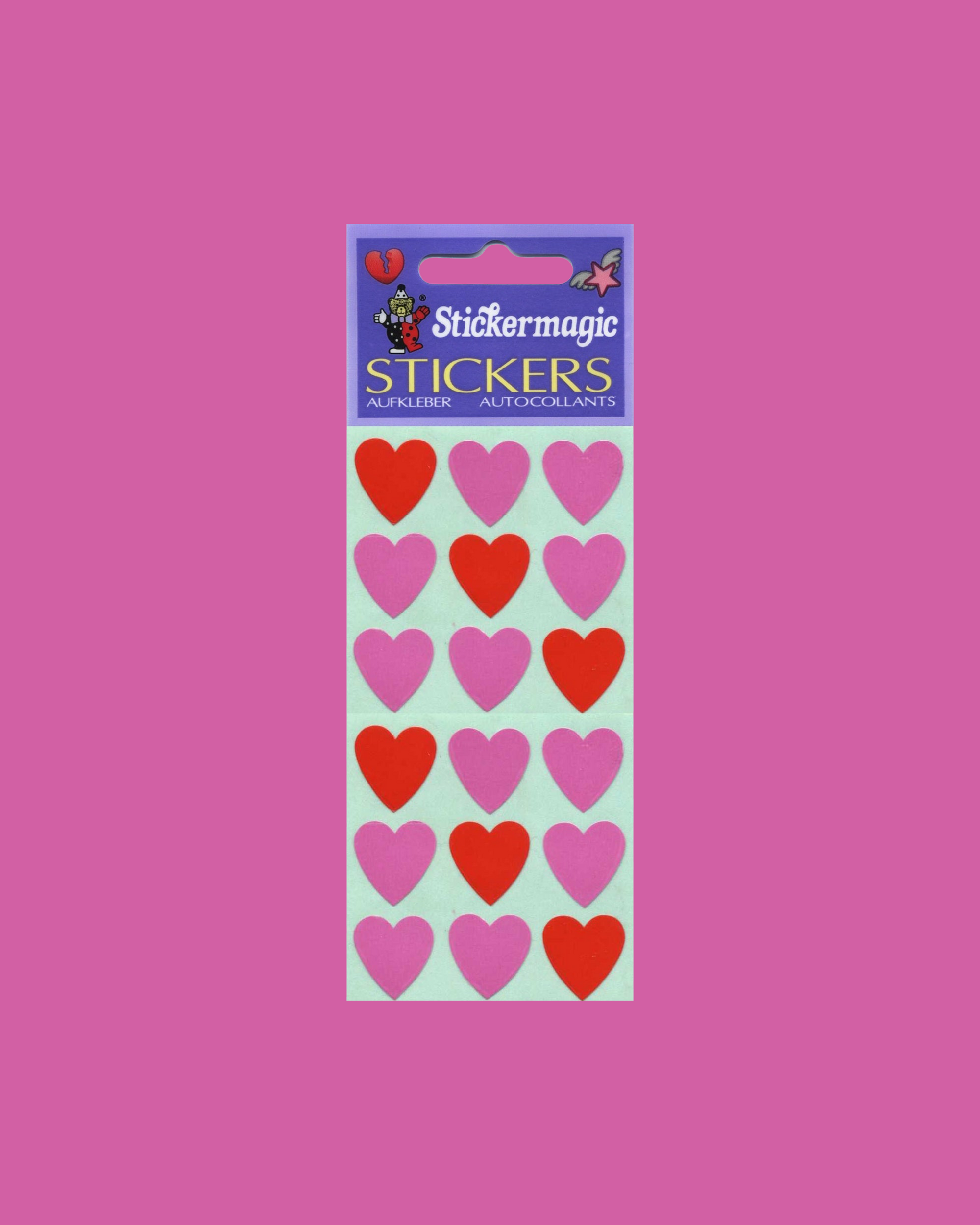 Sticker Magic Coeurs Rose et Rouge Holographiques