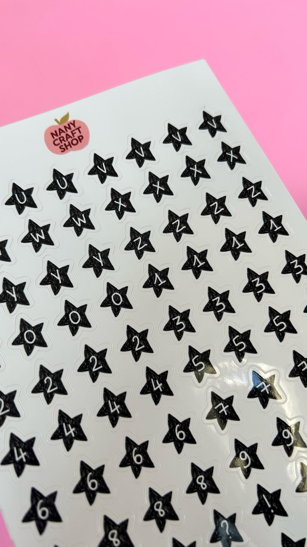 Feuille d'autocollants alphabet et chiffres étoiles - Autocollants de journal, scrapbooking, junk journal, bullet journal - stickers, cute