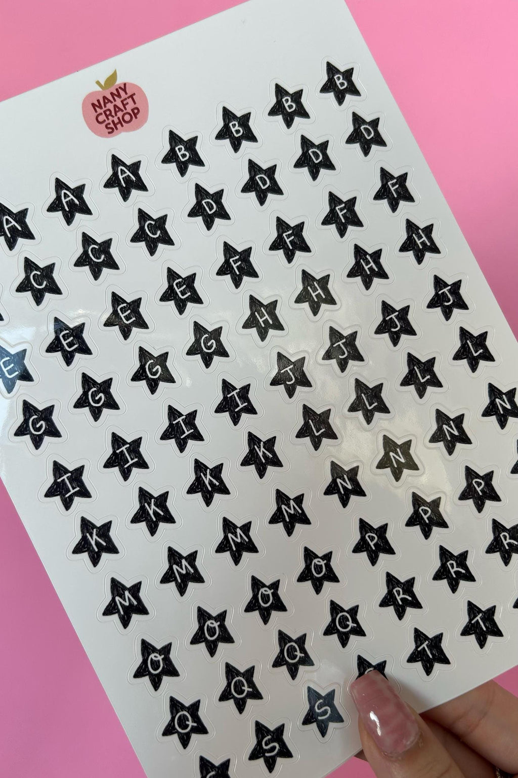 Feuille d'autocollants alphabet et chiffres étoiles - Autocollants de journal, scrapbooking, junk journal, bullet journal - stickers, cute