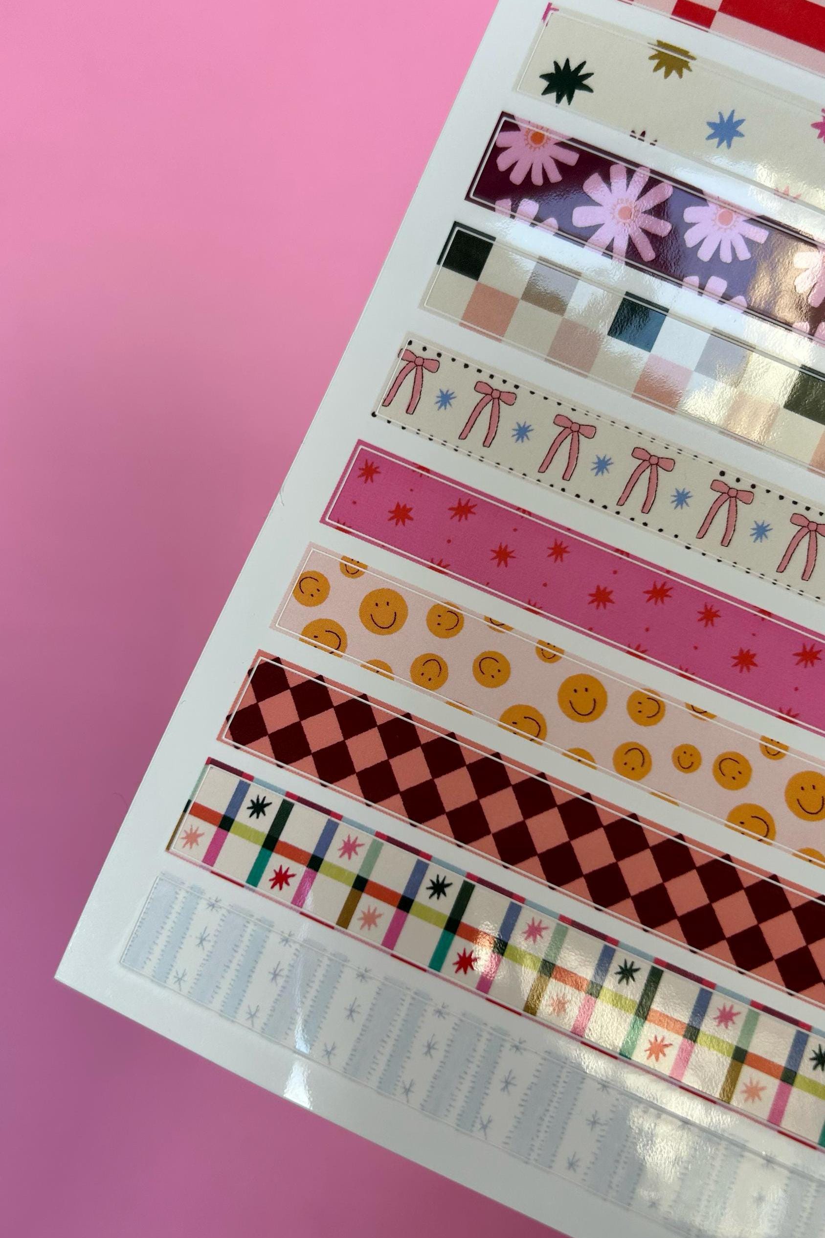 Feuille d'autocollants masking tape A5 - Autocollants de journal, scrapbooking, junk journal, bullet journal - stickers, cute
