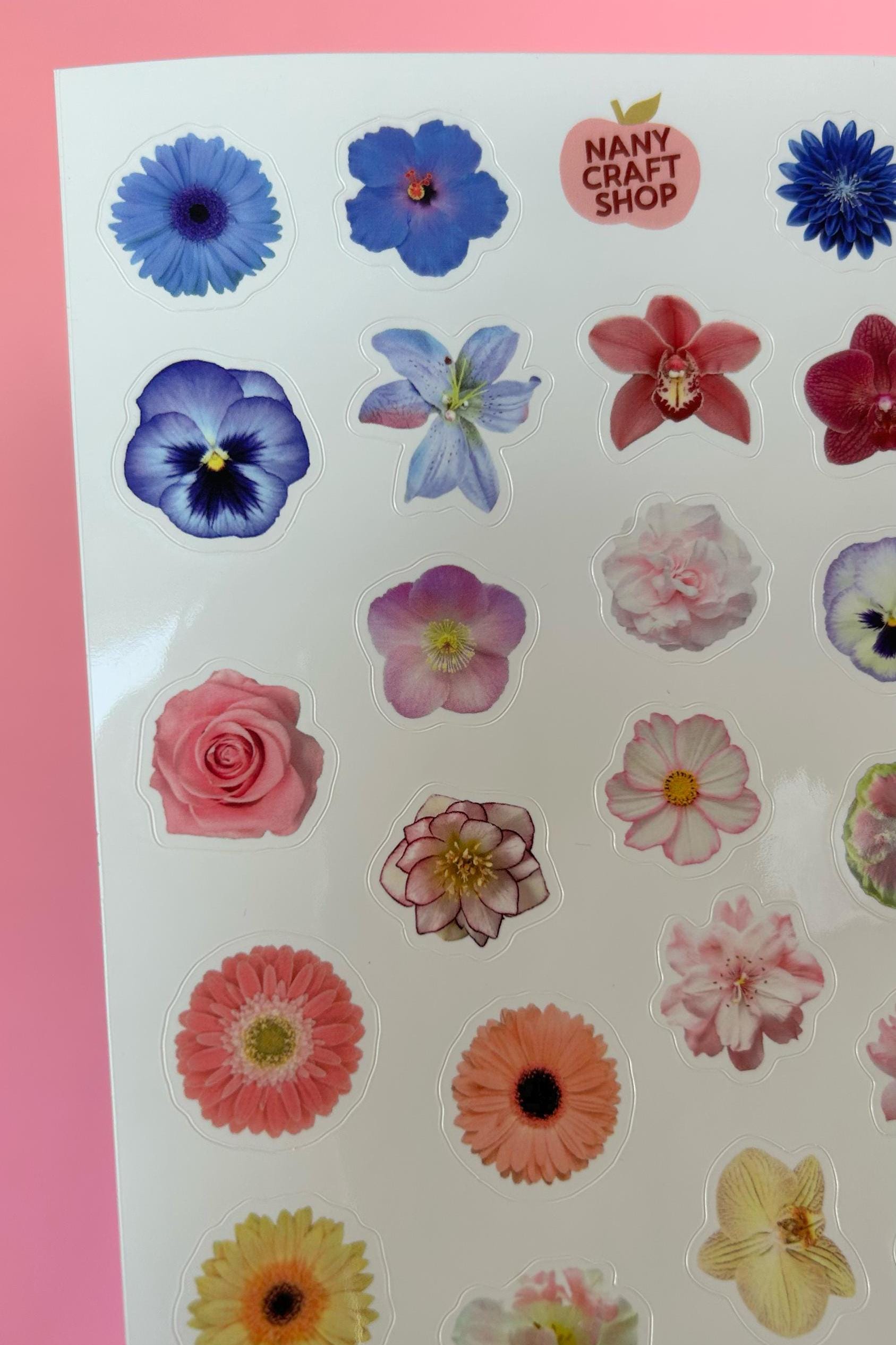 Feuille d'autocollants fleurs A5 - Autocollants de journal, scrapbooking, junk journal, bullet journal - stickers, cute
