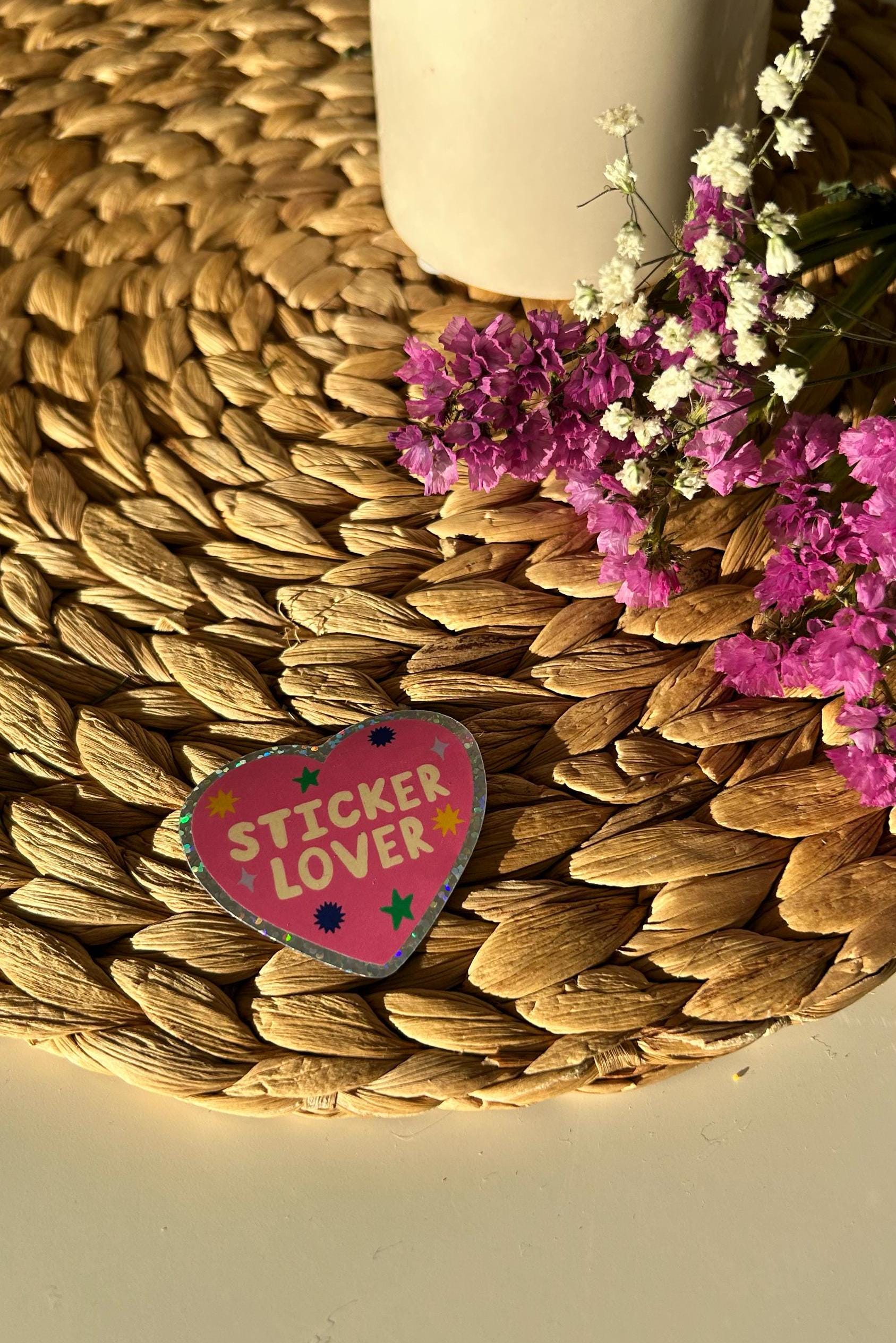 Sticker Paillettes Sticker lover - Stickers, autocollants de journal, scrapbooking, junk journal, bullet journal - rose