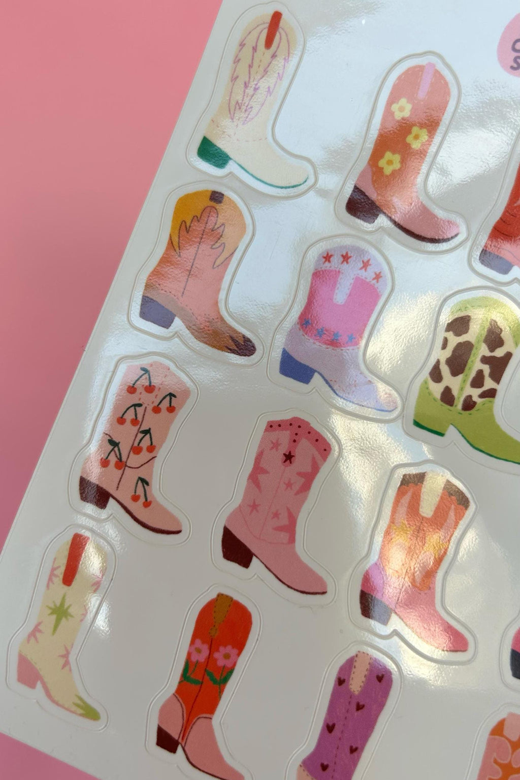 Feuille d'autocollants bottes de cowboy A6 - Autocollants de journal, scrapbooking, junk journal, bullet journal - stickers, cute
