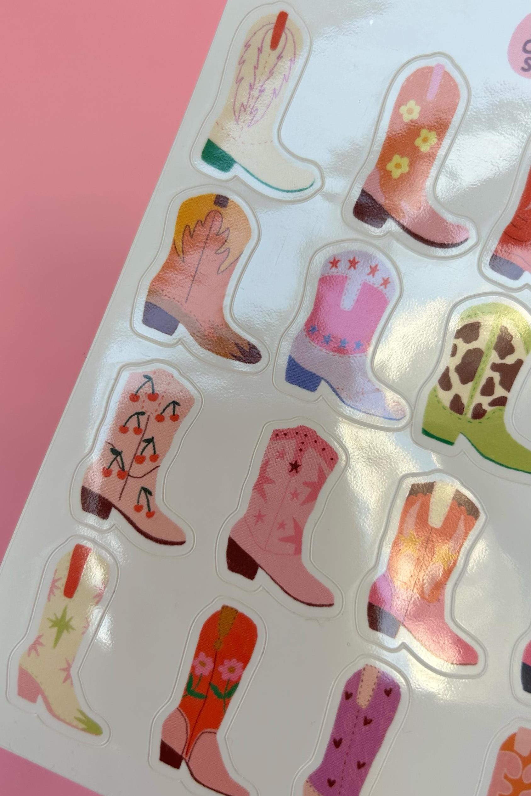 Feuille d'autocollants bottes de cowboy A6 - Autocollants de journal, scrapbooking, junk journal, bullet journal - stickers, cute