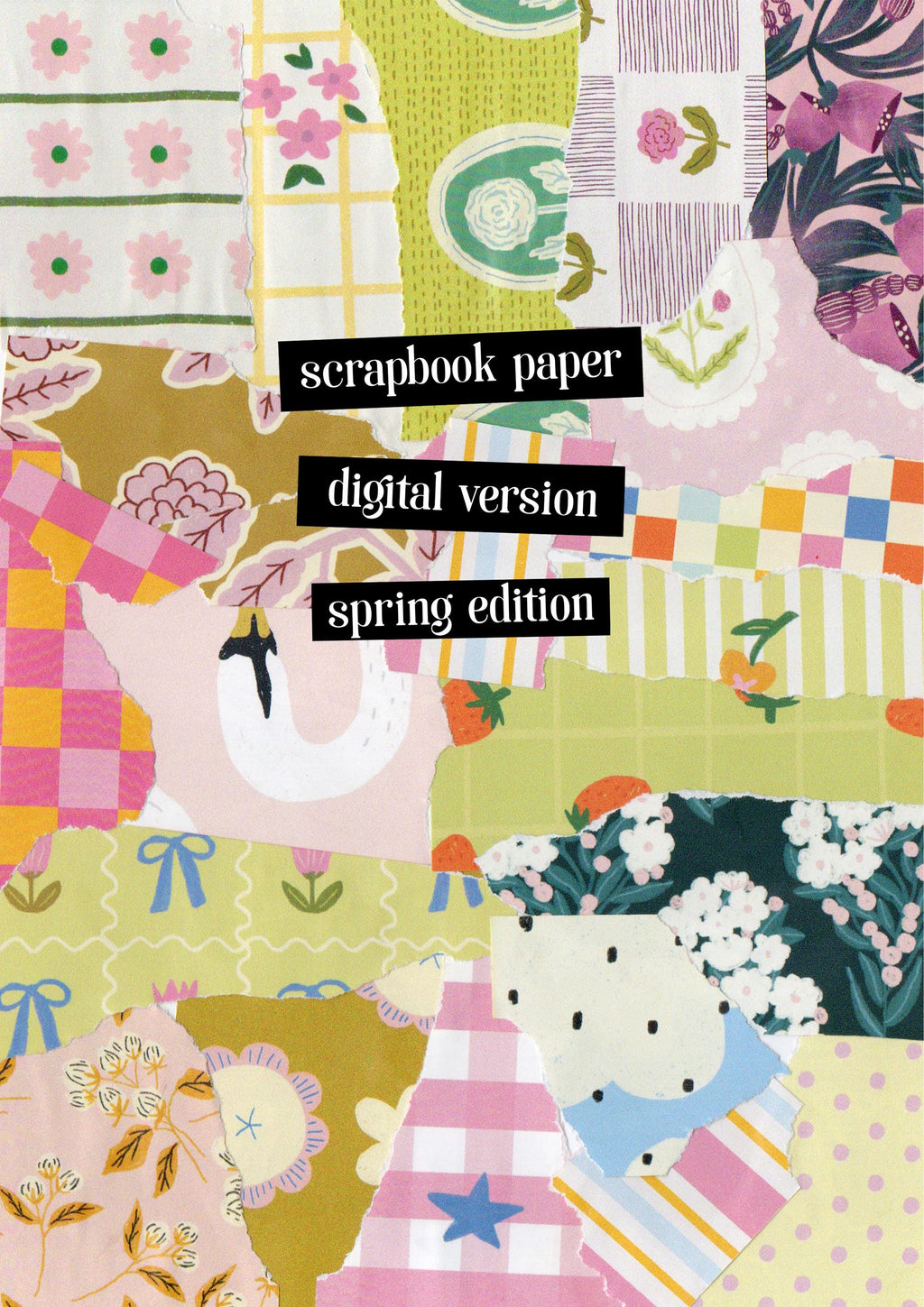 Scrapbook paper digital version - spring edition - scrapbooking, journaling, motifs, feuilles, patterns, cute, aesthetic