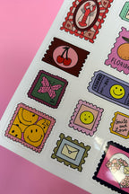 Feuille d'autocollants timbres A6 - Autocollants de journal, scrapbooking, junk journal, bullet journal - stickers, cute