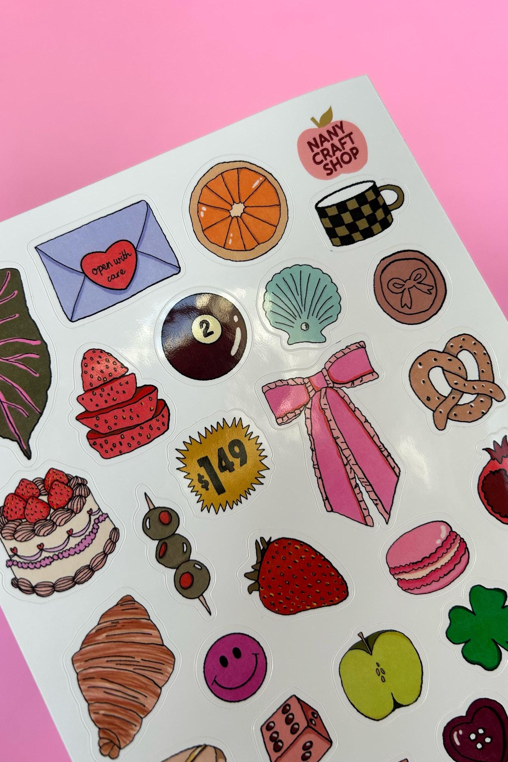 Feuille d'autocollants minis dessins A5 - Autocollants de journal, scrapbooking, junk journal, bullet journal - stickers, cute