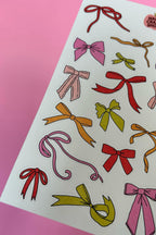 Feuille d'autocollants noeuds A5-Autocollants de journal, scrapbooking, junk journal, bullet journal - stickers noeuds, coquette, bows, cute