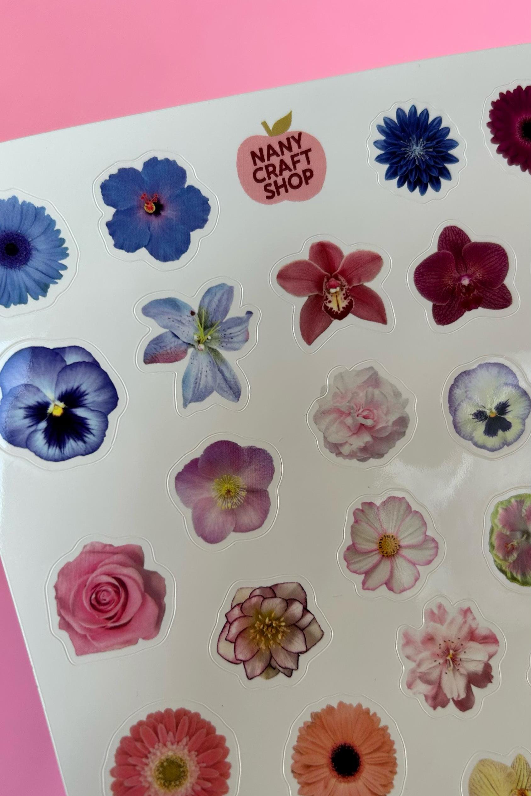 Feuille d'autocollants fleurs A5 - Autocollants de journal, scrapbooking, junk journal, bullet journal - stickers, cute