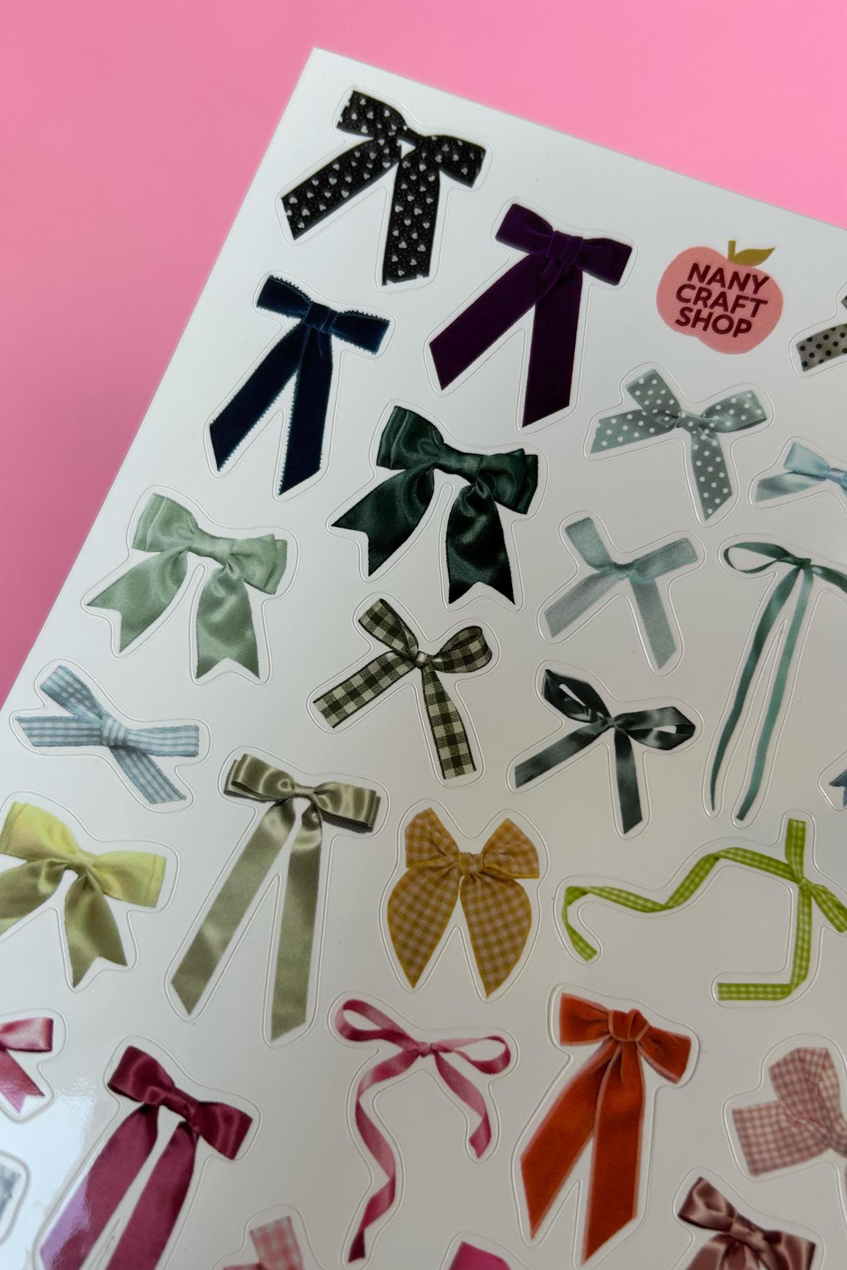 Feuille d'autocollants noeuds A5 - Autocollants de journal, scrapbooking, junk journal, bullet journal - stickers, cute