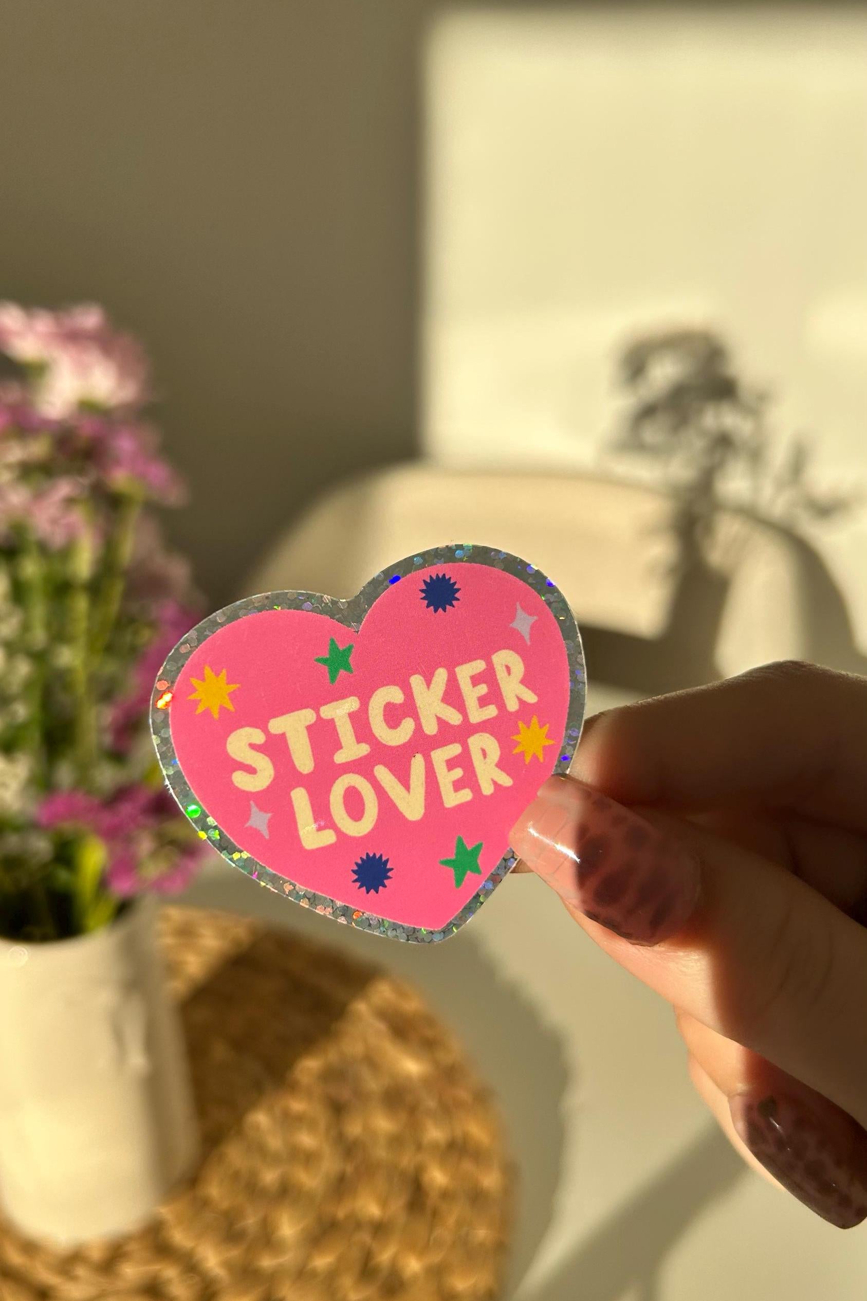 Sticker Paillettes Sticker lover - Stickers, autocollants de journal, scrapbooking, junk journal, bullet journal - rose