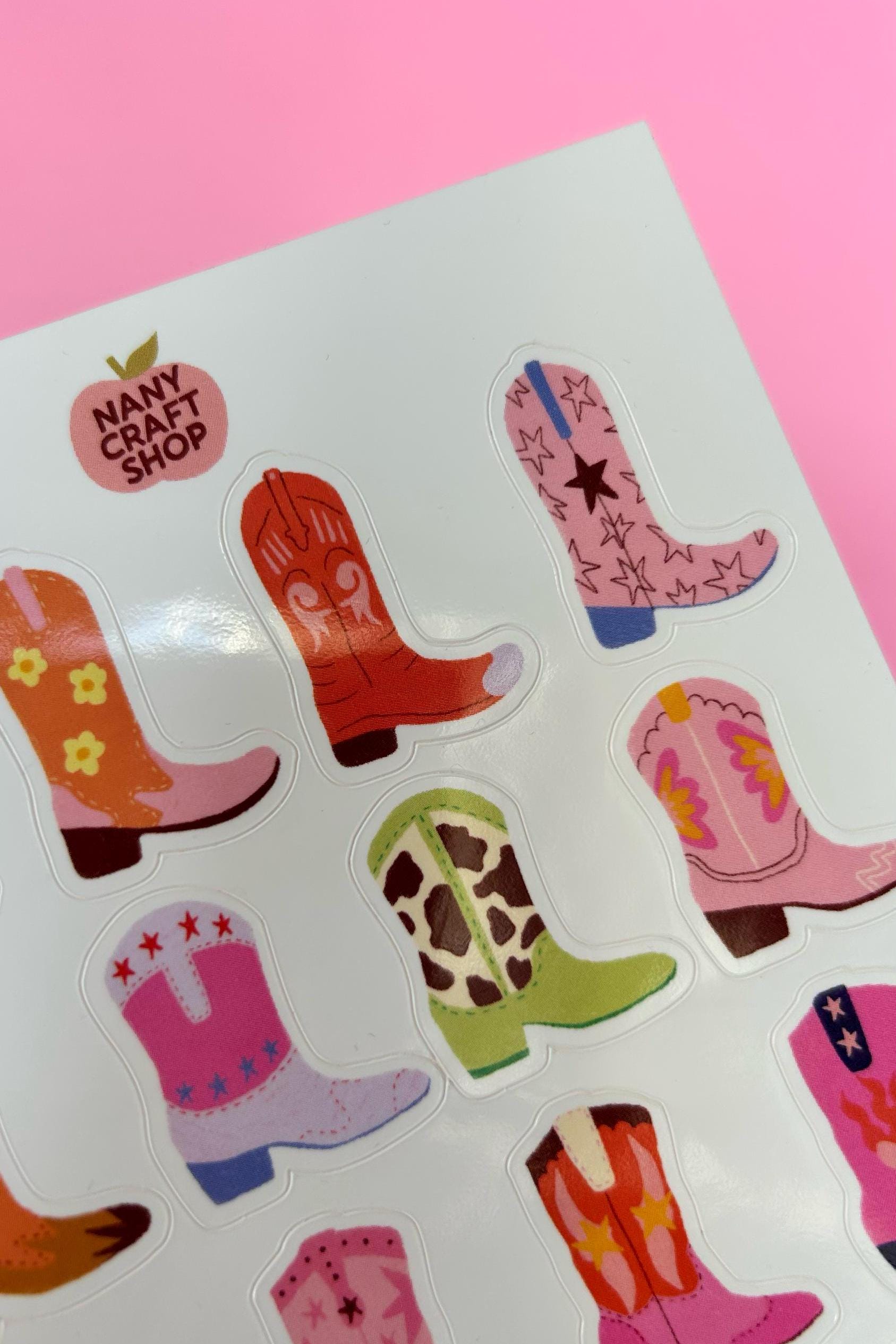Feuille d'autocollants bottes de cowboy A6 - Autocollants de journal, scrapbooking, junk journal, bullet journal - stickers, cute