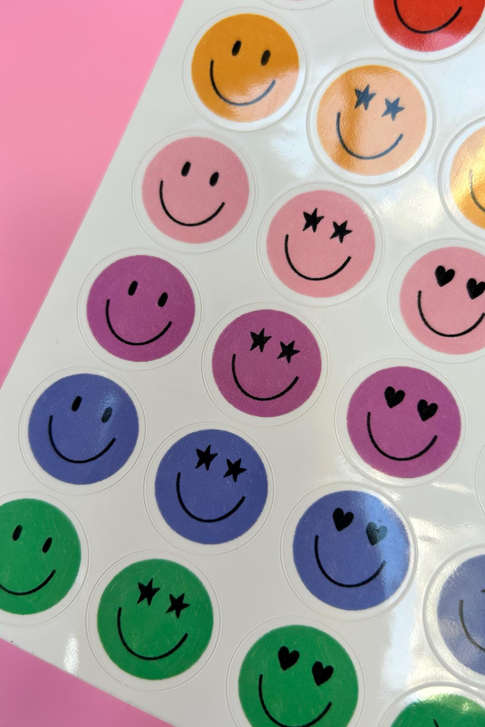 Feuille d'autocollants smileys A6 - Autocollants de journal, scrapbooking, junk journal, bullet journal - stickers, cute